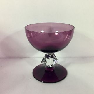 3 Bryce Aquarius Amethyst Purple Sherbert Champagne Crystal Stemware Vintage EUC 5