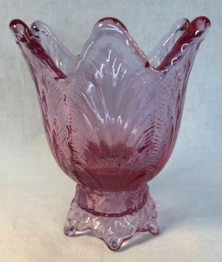 Fenton Art Glass Empress Rose Two Way Votive / Candle Holder