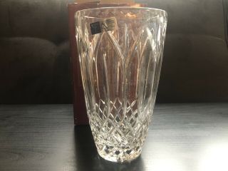Vintage 24 Lead Crystal Vase 8.  5 " W/1 Box Design