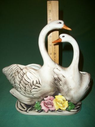 Vintage Capodimonte Ceramic Planter - Swans – Made In Italy