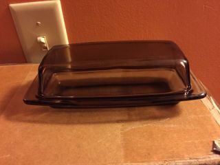 Vintage Corning Pyrex Brown Glass Butter Dish Usa 72b Clear Vision Wear Usa