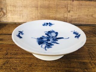 ROYAL COPENHAGEN Pottery Bowl Braided Compote Pedestal Blue Floral VINTAGE 3