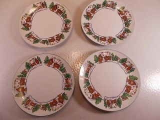 Crofton Gingerbread House Christmas Salad Plates 7.  25 " Set Of 4