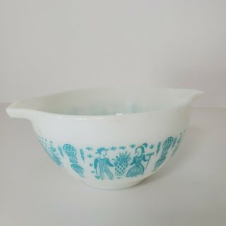 Pyrex Amish Butterprint Turquoise On White 1.  5 Pt Bowl Cinderella 2