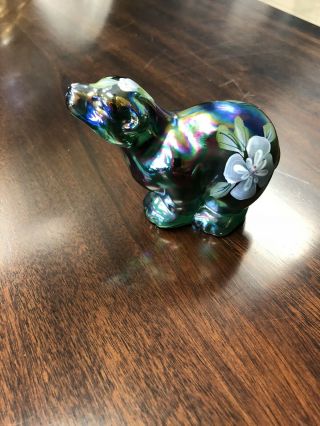 Fenton Art Glass Carnival Glass Polar Bear Signed K Brightbill Hand Painted
