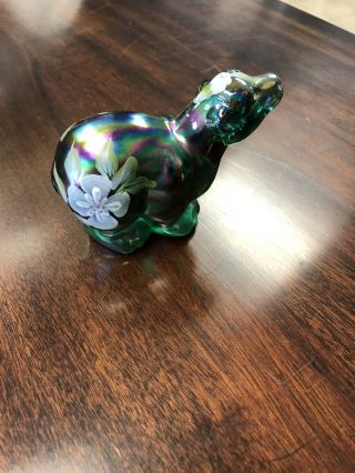 Fenton Art Glass Carnival Glass Polar Bear Signed K Brightbill Hand Painted 2