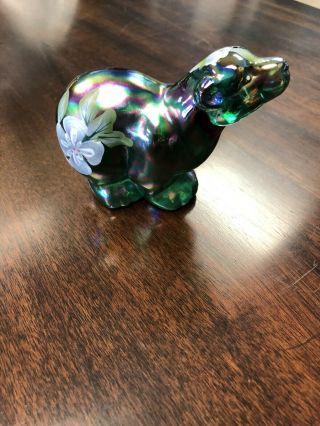 Fenton Art Glass Carnival Glass Polar Bear Signed K Brightbill Hand Painted 4