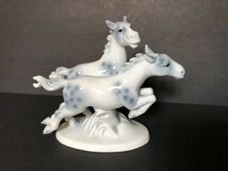 Gerold Porzellan,  W.  Germany Hand Painted Porcelain Rearing Horses