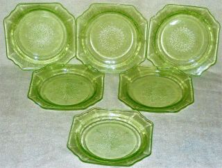 6 Anchor Hocking Princess 5 1/2 " Bread Plates Saucers Green Depression Glass