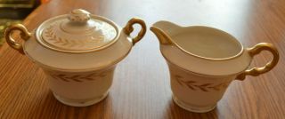 Vintage Syracuse China Old Ivory Gold Gilt Creamer & Sugar Bowl Set