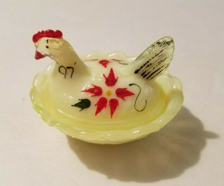 Boyd Mini Hen On Nest Salt Dip Yellow Hand Painted Marked 97