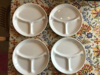 Set Of 4 Corelle Winter Frost White Divided Dinner Plates Vitrelle 10 1/4 " Usa