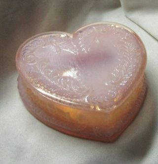 Degenhart Glass Pink Opalescent Heart Trinket Box