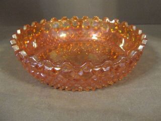 Vintage Marigold Diamond And Button Pressed Carnival Glass Bowl