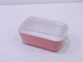 Vintage Pink Pyrex Refrigerator Dish W Lid 502 1 1/2 Pt.  With Fluted Lid