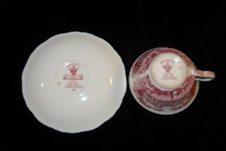 Mason ' s Vista Pink Ironstone Vintage Transferware Coffee Cups & Saucers - 4 7
