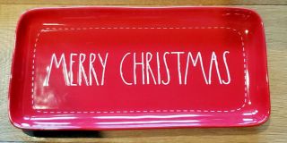 Rae Dunn Christmas Red " Merry Christmas " 14x7 Platter Tray