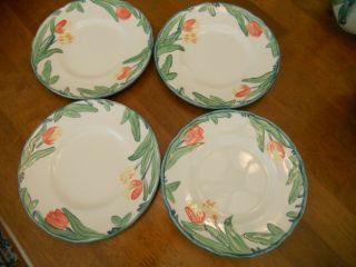 Vintage Franciscan England Pottery " Tulip " China Set Of 4 Bread & Butter Plates