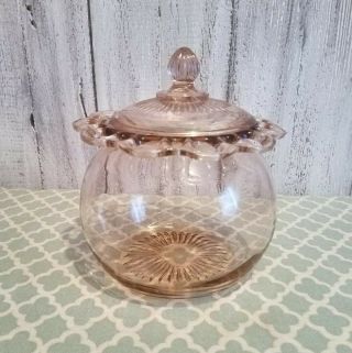 Vintage Pink,  Old Colony,  Open Lace,  Depression Glass Cookie Jar