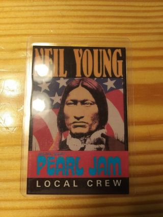Neil Young & Pearl Jam 1993 Tour Local Crew Laminate Backstage Pass Very Rare