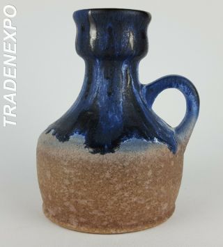 Vintage Marei Keramik Blue And Brown Vase West German Pottery Fat Lava Era Mcm