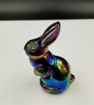 Fenton Amythest Purple Iridescent Carnival Glass Mini Bunny Rabbit 39