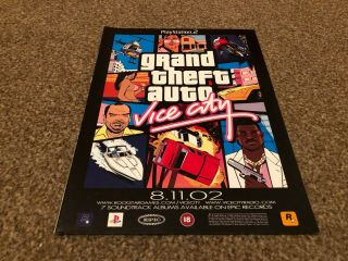 (bebk32) Advert/poster 11x8 " Playstation 2 Game : Grand Theft Auto Vice City