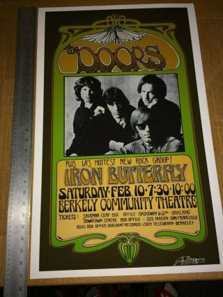 The Doors 1967 Berkeley Theatre Show Poster 2nd Print Bob Masse Special