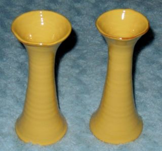 Vietri Italian Yellow Hand - Thrown Pottery Vases - Candle Holders Set/2 Italy Vgc