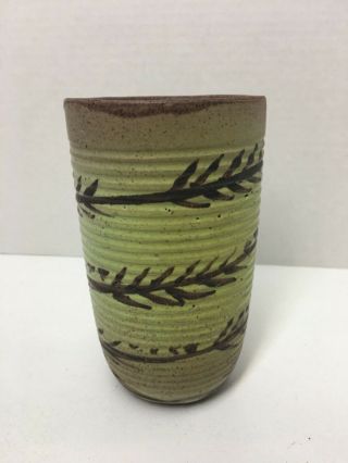 Vintage Mid Century Nancy Wickham Studio Pottery Stoneware Vase 5.  5 "