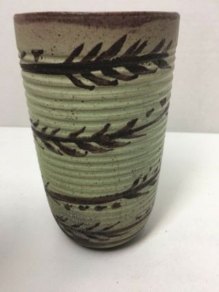 Vintage Mid Century Nancy Wickham Studio Pottery Stoneware Vase 5.  5 