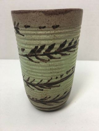 Vintage Mid Century Nancy Wickham Studio Pottery Stoneware Vase 5.  5 
