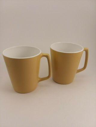 Vintage Corning Centura Coffee Mugs,  Set Of 2,  Mustard And White,  70 