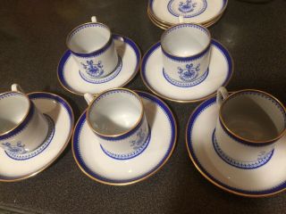 Copeland Spode For Tiffany Co.  5 Demitasse Cups & Saucers Newburyport Blue