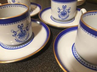 Copeland Spode for Tiffany Co.  5 demitasse Cups & saucers Newburyport Blue 2