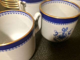 Copeland Spode for Tiffany Co.  5 demitasse Cups & saucers Newburyport Blue 8