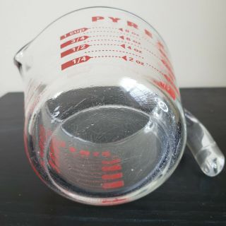 Vintage Set of 2 Pyrex Glass Measuring Cups (1 cup) Red Lettering 2