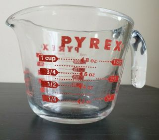 Vintage Set of 2 Pyrex Glass Measuring Cups (1 cup) Red Lettering 4