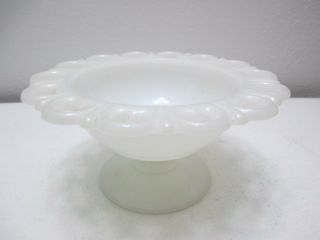 Anchor Hocking Milk Glass Large Open Lace Edge Compote Candy Dish 7 " Diameter