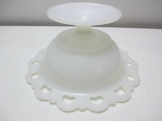 Anchor Hocking Milk Glass Large Open Lace Edge Compote Candy Dish 7 