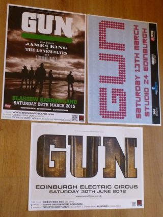 Gun Live Music Memorabilia - Scottish Tour Show Concert Gig Posters X 3