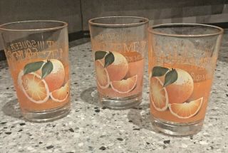 Set Of 3 Vintage 6 Oz.  Squeeze Me Orange Juice Glasses