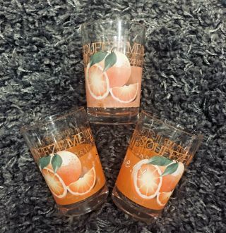 Set of 3 Vintage 6 oz.  SQUEEZE ME Orange Juice Glasses 2