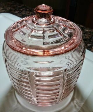 Vintage Depression Glass Pink Covered Candy Dish With Lid