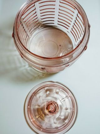 Vintage Depression Glass Pink Covered Candy Dish With Lid 4