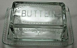 Clear Glass Butter Dish W/ Lid,  Clear Holds 1 Lb.