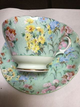 Shelley Bone China Porcelain Melody Chintz Design Cup Saucer 6