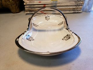 Vintage Hermann Ohme Art Nouveau Silverite China Platinum Basket Dish - Germany 3