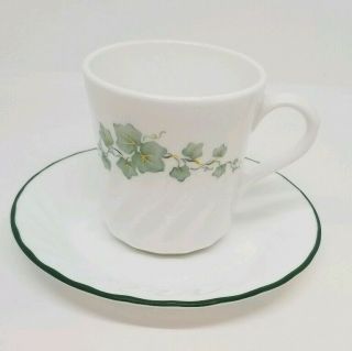 Vintage Set of 8 Corning Corelle Cup /Mugs & Saucers Callaway Ivy Pattern 8 oz. 5