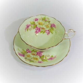 Paragon Apple Blossom Tea Cup And Saucer,  Pink Lilac Teacup Vintage England